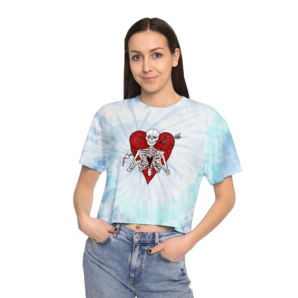 Women's Tie-Dye Skull Heart Crop Tee, Trendy T-Shirt, Festival Outfit, Summer Top, Unique Gift, Boho Style - Image 3